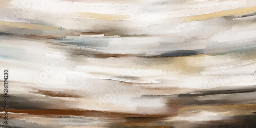 Contemporary abstract wall art with atmospheric landscape forms and layered horizons