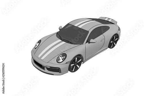 car isolated on white background, 3d illustration, cg render
