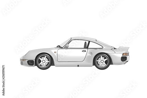 car isolated on white background, 3d illustration, cg render
