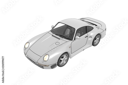 car isolated on white background, 3d illustration, cg render

