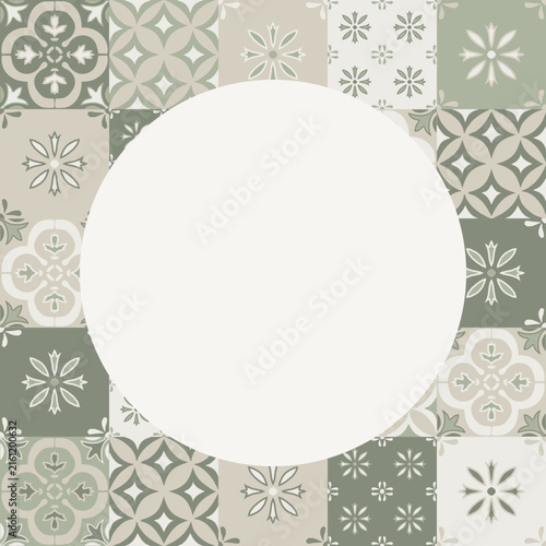 Circle Cutout Sage Mosaic Tile Design