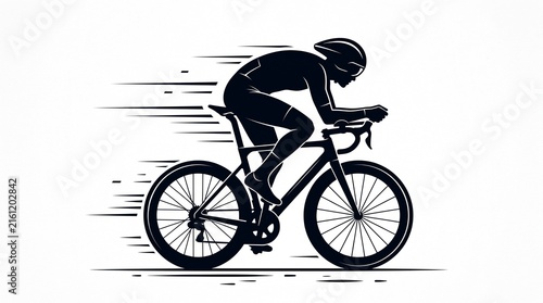 Cyclist riding a race bike in an aerodynamic position.