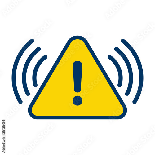 Bild auf Leinwand Loud noise warning sign icon with sound waves and exclamation mark