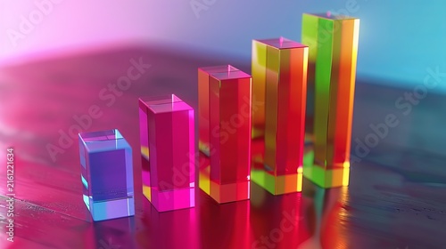 3d glassmorphism aesthetic chart  infographic representing growth trends and insights