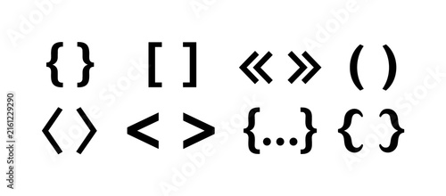 Fotografie Set of various black punctuation marks and brackets on white background