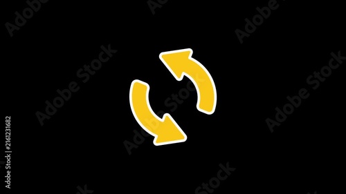 Rotation sign or turn-left sign. Yellow rotating arrow.