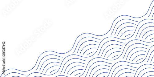 Blue water wave line pattern background. Vector illustration. Japanese style concept.