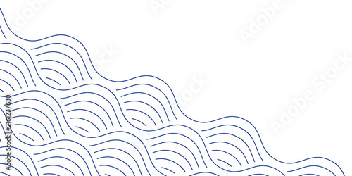 Blue water wave line pattern background. Vector illustration. Japanese style concept.