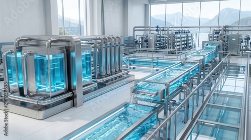 Modern Water Purification Facility With Clean Flowing Water