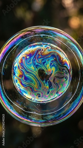 Iridescent Soap Bubble Film With Rainbow Interference Colors, Vertical Format