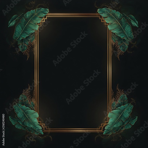 Leaves Illuminated with Golden Jungle Frame