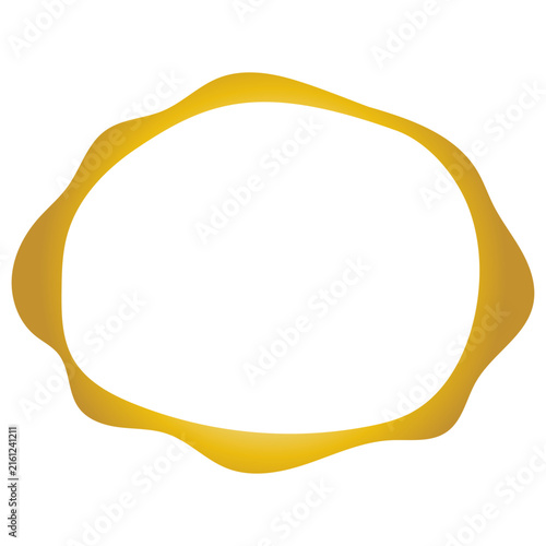 Vintage Gold Frame Icon. Metal Texture Gradient. Retro Luxury Hand Drawn Imperfect Border Shape. Empty Blank Space Elegant Golden Canvas Art. Wavy Minimalist Graphic Design Element.