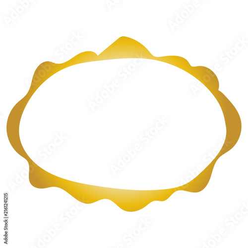 Vintage Gold Frame Icon. Metal Texture Gradient. Retro Luxury Hand Drawn Imperfect Border Shape. Empty Blank Space Elegant Golden Canvas Art. Wavy Minimalist Graphic Design Element.