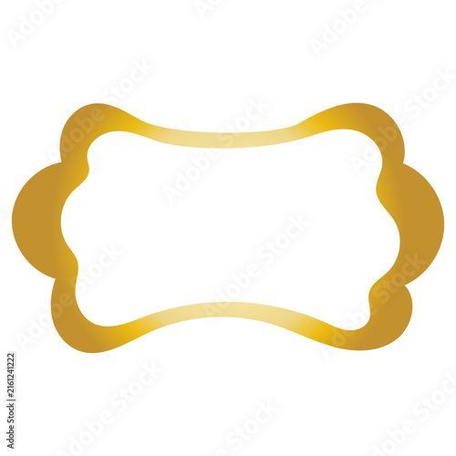 Vintage Gold Frame Icon. Metal Texture Gradient. Retro Luxury Hand Drawn Imperfect Border Shape. Empty Blank Space Elegant Golden Canvas Art. Wavy Minimalist Graphic Design Element.