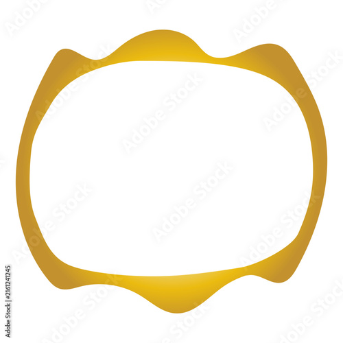 Vintage Gold Frame Icon. Metal Texture Gradient. Retro Luxury Hand Drawn Imperfect Border Shape. Empty Blank Space Elegant Golden Canvas Art. Wavy Minimalist Graphic Design Element.