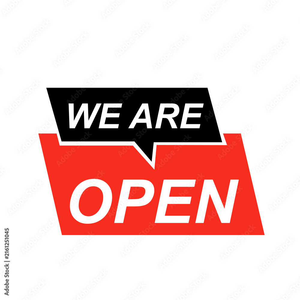 Fototapeta premium We Are Open Store Signboard Vector Illustration Isolated