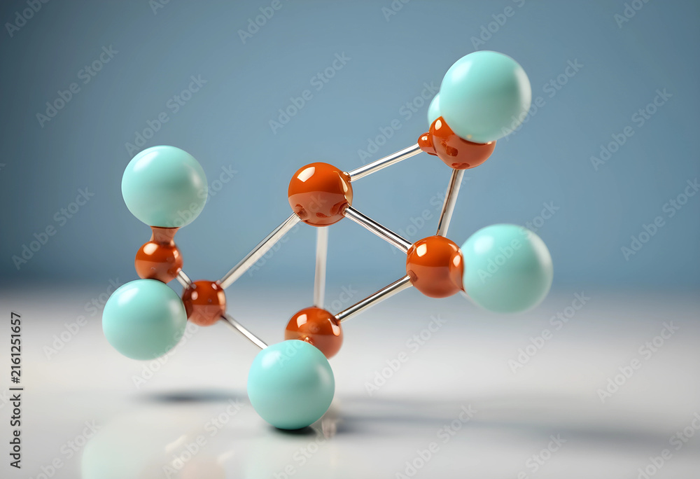 Fototapeta premium Molecular structure model chemistry and science education research and development atom bonds and chemical compounds