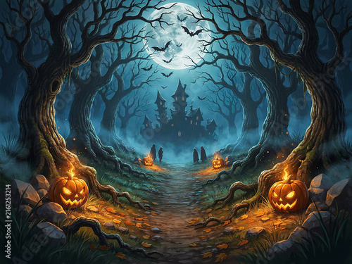 Haunted Forest Path Halloween Castle
