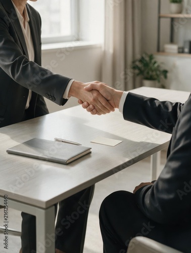 Business Professionals Handshake Modern Office Partnership