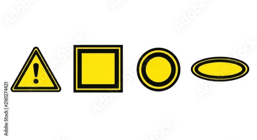 Collection of Geometric Cautionary Warning Symbols and Icons