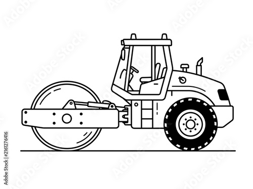 Heavy road roller machinery construction equipment outline.