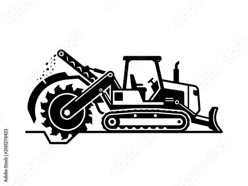 Heavy wheel trencher machine icon for pipeline construction.