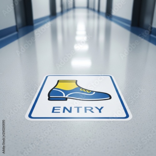 Cleanroom Entry Safety Shoe Sign With Graphics