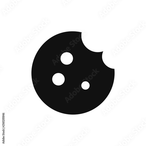Bitten cookie icon vector dessert sweet snack biscuit bakery symbol with chocolate, illustration