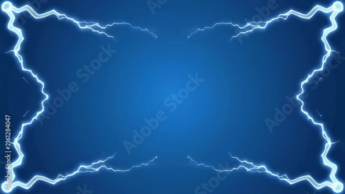 Electric blue energy pulsing with symmetrical lightning patterns during a dynamic visual sequence