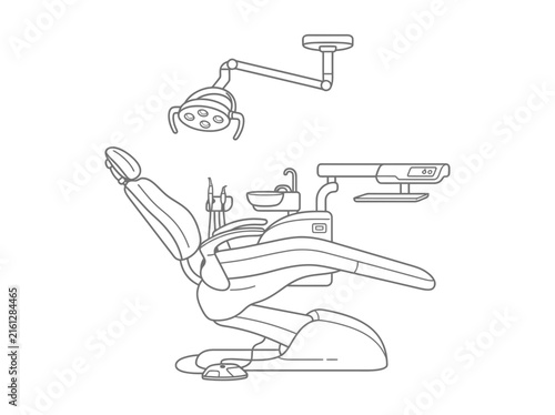 Line art illustration of professional dental treatment chair.