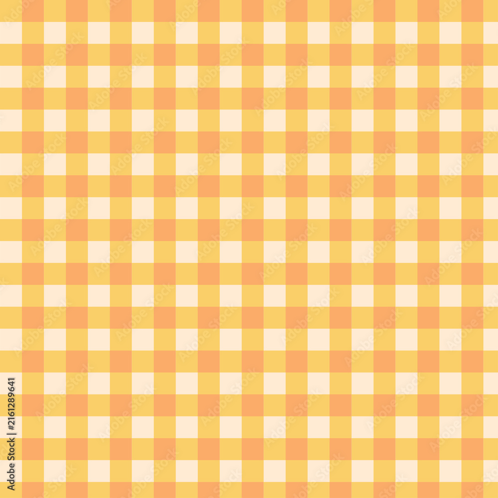 Seamless yellow gingham check pattern vector background, classic checkered textile texture, picnic tablecloth design