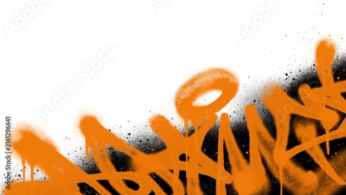 Orange and black spray paint drips corner frame clip art. Abstract aerosol graffiti tagging texture background isolated on white background for urban banner layout.