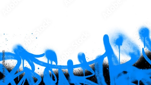 Canvas Print Blue and black spray paint drips border clip art