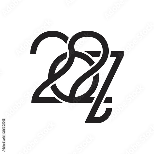2027 fluid overlapping line art typography.