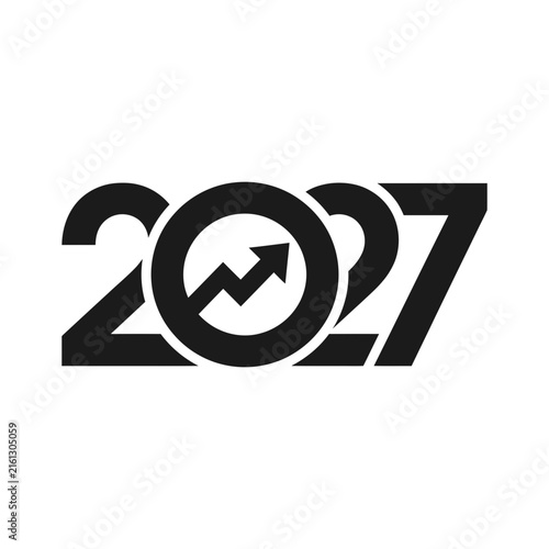 2027 growth concept with upward arrow inside zero.