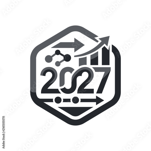 2027 hexagonal business growth badge.