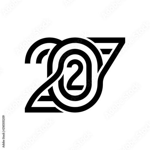 2027 outlined layered typography symbol.