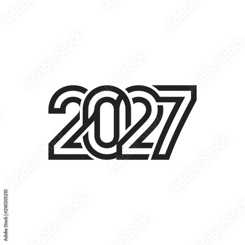 2027 outline style overlapping digits logo.