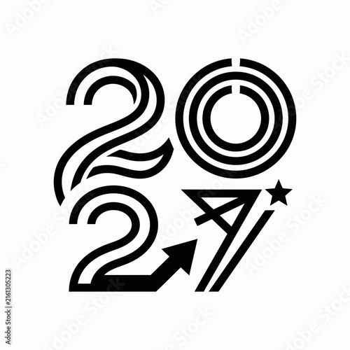 2027 progress logo featuring double-line font with arrow and star accents.