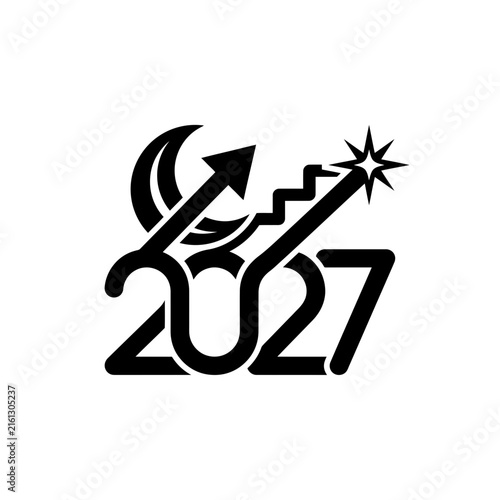 2027 planning graphic with moon, stars, and success stairs.