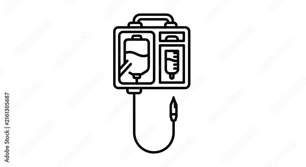 Obraz premium Infusion pump icon, medical equipment, intravenous therapy, healthcare, hospital, clinic, medicine