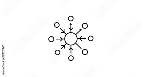 Central hub with radiating connections, representing network, communication, and distribution.