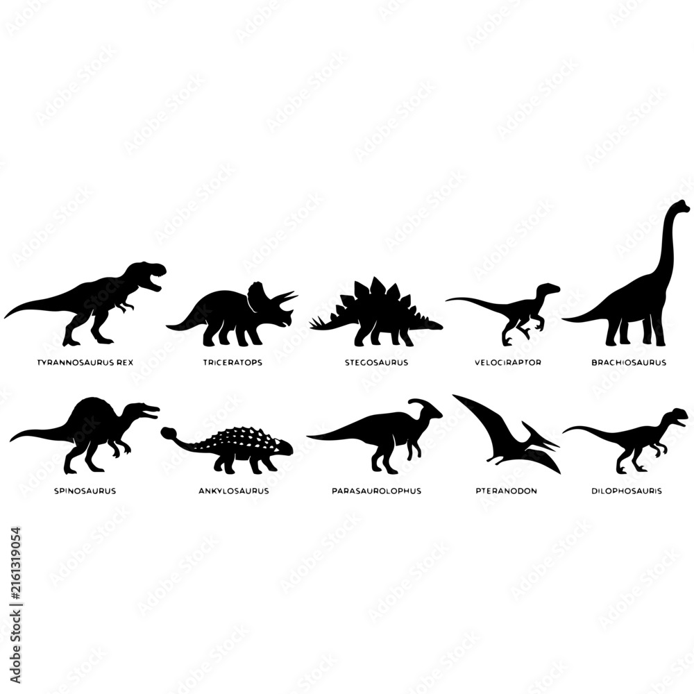 Obraz premium dinosaur silhouettes set