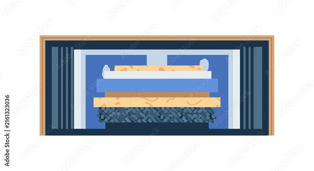 Naklejka premium Mattress Cross-Section Illustration Showing Interior Layers and Pocket Springs