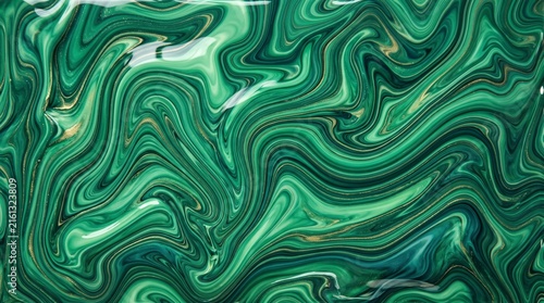 Green marble liquid texture background. Abstract fluid ink swirl design pattern.