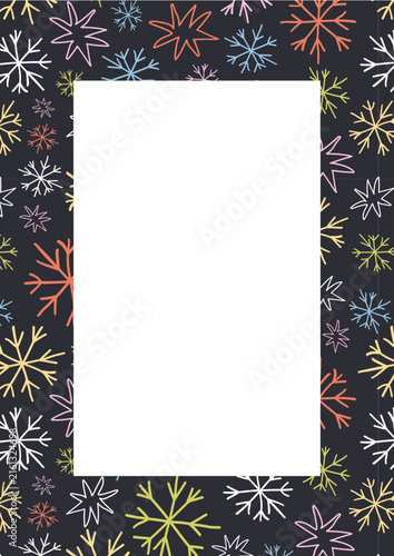 christmas frame with snowflakes