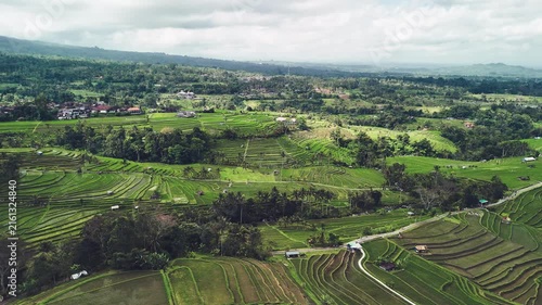 High altitude drone capture of Jatiluwih terraced fields