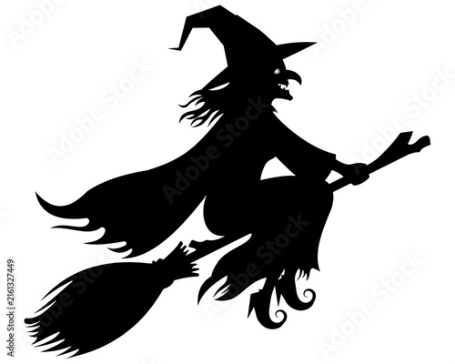 Witch flying Broomstick. perfect for Halloween themes. Isolated on transparent.