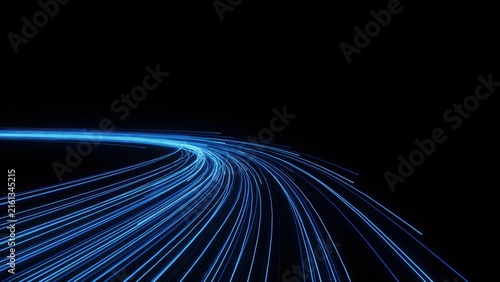 Abstract blue light trail for high speed data and fiber optic concept