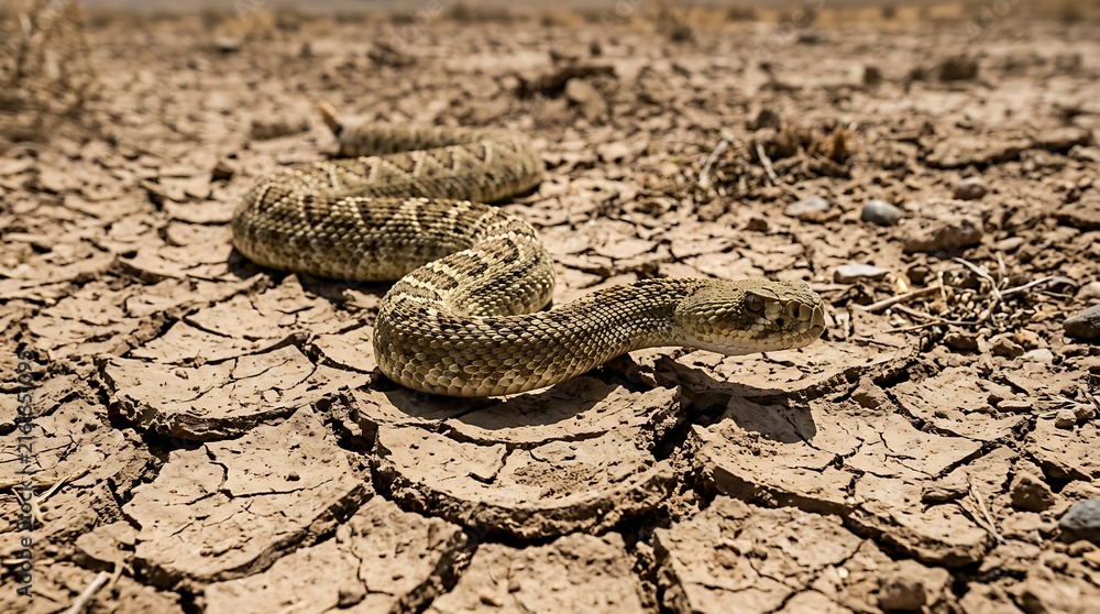 Obraz premium Desert tortoise resting on arid ground.